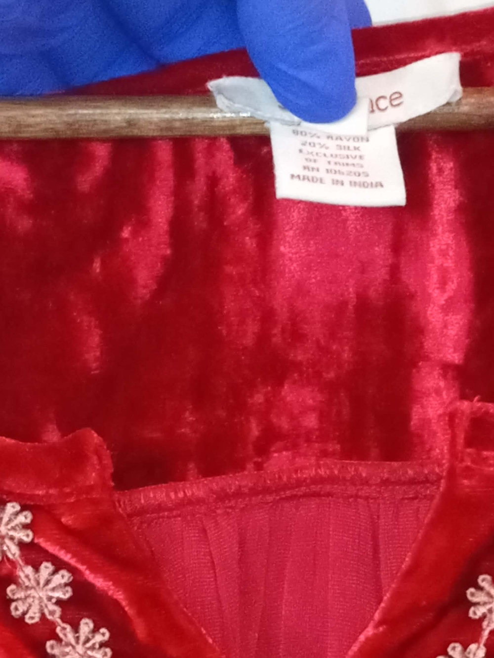 Goth Flowy Vampire Sundance Red Velvet Embroidered Top Victorian Boho Ruffle Hot - Picture 4 of 5